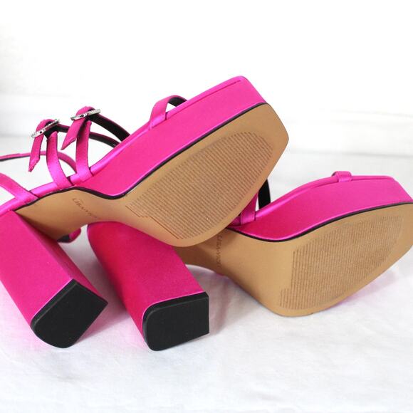 Lisa Vicky Babe-V Strappy Platform Sandal Size 7 NWT Raspberry Satin - Picture 5 of 6